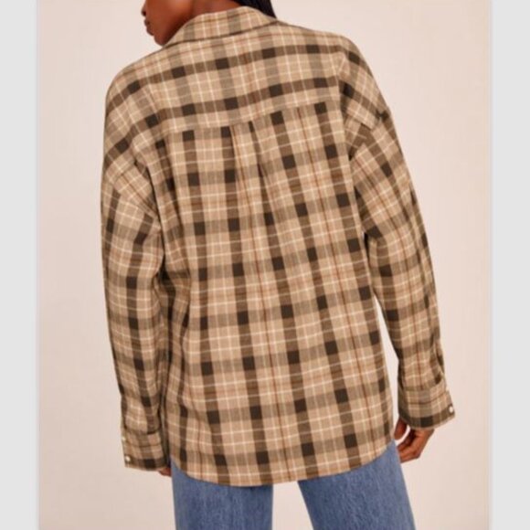 Favorite Daughter Womens The Ex-Boyfriend Shirt in Brown Multicolor Size XS NWT - Picture 2 of 7